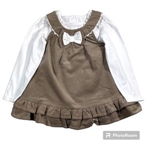 NWOT Taupe Corduroy Jumper With White Top Size 18M